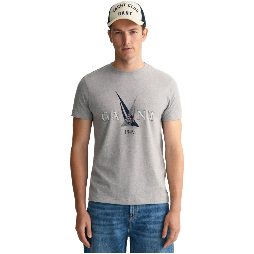 Gant Sail Print T Shirt Grey DUKE STORE