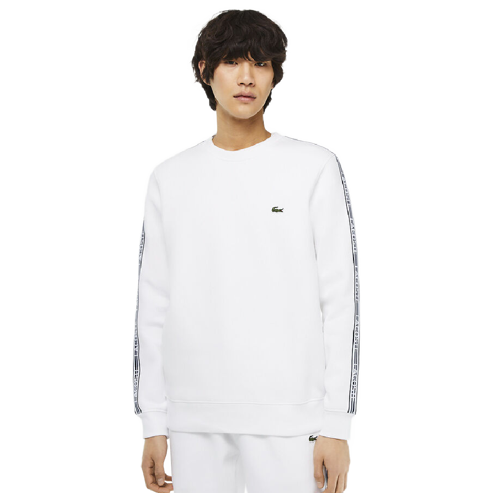 Lacoste | Logo Tape Fleece Crew Neck Sweat White – DUKE STORE